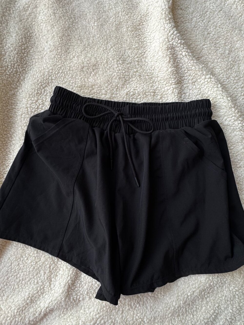 Kona Sol Black Swim Shorts Built In Brief Drawstring Pockets Flowy Sz M